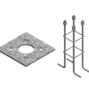 Placa 200x200x10 + canastillo 1/2x500